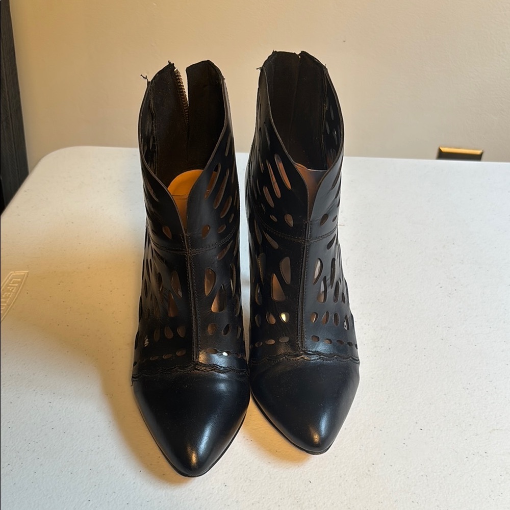 Black Cutout Ankle Boots - Picture 2 of 7
